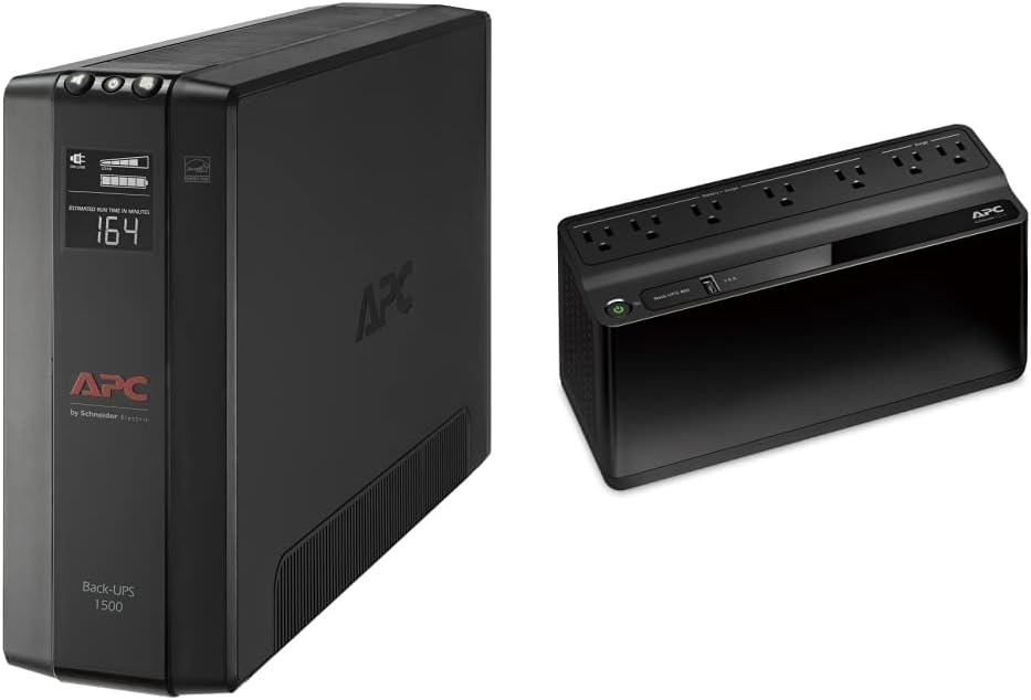 APC UPS 1500 VA UPS Batería de reserva y protector de sobretensión, BX1500 M, fuente de alimentación de batería de reserva, AVR, protección de datos