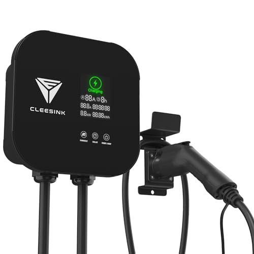 CLEESINK Cargador EV de nivel 2, estación de carga de vehículos eléctricos para interiores y exteriores, 40 A 240 V, NEMA 14-50, cable de 23 pies con certificación UL. 4-2687602YL