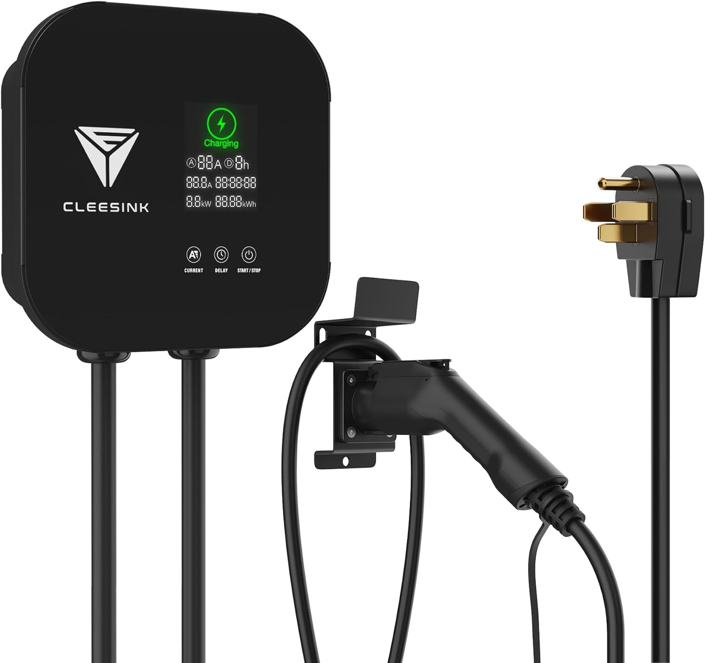 CLEESINK Cargador EV de nivel 2, estación de carga de vehículos eléctricos para interiores y exteriores, 40 A 240 V, NEMA 14-50, cable de 23 pies con certificación UL. 4-2687602YL