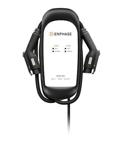 Cargador dual EV de 40 amperios, Enphase HCS-D50, 240v, 9.6kW de potencia, certificado de seguridad, conectores J1772, cableados, cables de 25 pies, anteriormente ClipperCreek