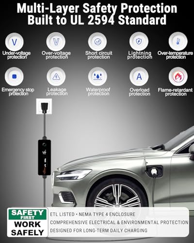 Cargador EV de nivel 2 que incluye adaptador J1772 a Tesla, cargador EV de 40 amperios 110-240 V 25 pies y enchufes NEMA 14-50, cargador portátil para el hogar - 
TopAutoGear #170610