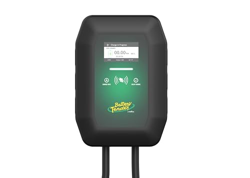 Battery Tender eCharge 48 AMP Cargador EV - Nivel 2 Montado Interior Exterior Estación de Carga Rápida para Vehículos Eléctricos con Cable Flexible de 25 pies NEMA 14-50 - 022-3019-DL-WH