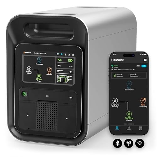 Enphase IQ PowerPack 1500 - Estación de energía portátil avanzada, 1500 W LFP, tecnología de microinversor producida en los EE. UU., 4G celular, Wi-Fi, generador solar de 1500 Wh con certificación UL PES-1515-BL-US