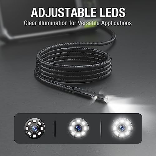 Teslong Boroscopio de triple lente con pantalla IPS de 7 pulgadas, cámara de inspección de endoscopio industrial HD 1080P con luz, herramienta de alcance mecánico automotriz flexible de 16.5 pies NTS700