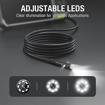 Teslong Boroscopio de triple lente con pantalla IPS de 7 pulgadas, cámara de inspección de endoscopio industrial HD 1080P con luz, herramienta de alcance mecánico automotriz flexible de 16.5 pies NTS700