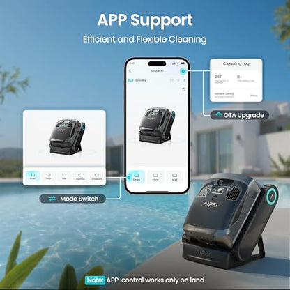 AIPER Scuba X1 - Robot de piscina inalámbrico con potente succión, doble filtración y base de carga inalámbrica, limpieza de suelo/pared/línea de flotación, tiempo de funcionamiento de 185min Aiper Actualización T1 OTA