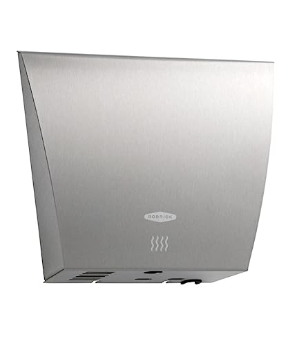 BOBRICK 7125 InstaDry Secador de manos automático montado en superficie de acero inoxidable, acabado satinado, 10-7/8 pulgadas de altura, 12-5/8 pulgadas de ancho