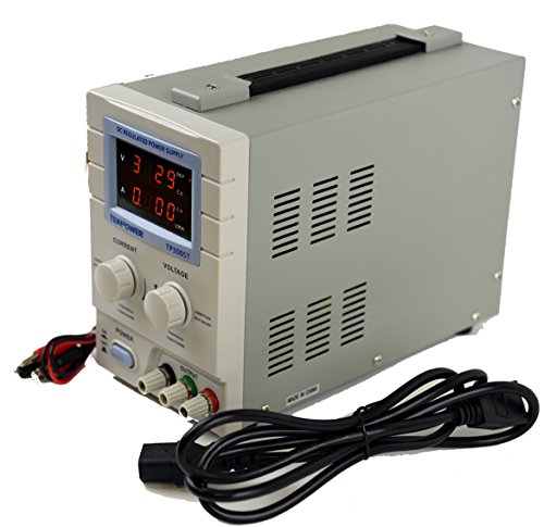 Fuente de alimentación CC lineal, variable, de 0 / 30 V @ 0 - 5 A, Mastech TP3005T, con cable cocodrilo y cable de alimentación, actualizado TP3005D, HY3005 de Tekpower