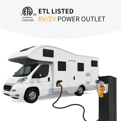 STARELO Caja de toma de corriente RV de 30 amperios, receptáculo NEMA TT-30R de 125 voltios, resistente al polvo y a la intemperie para vehículos recreativos, vehículos eléctricos, generadores