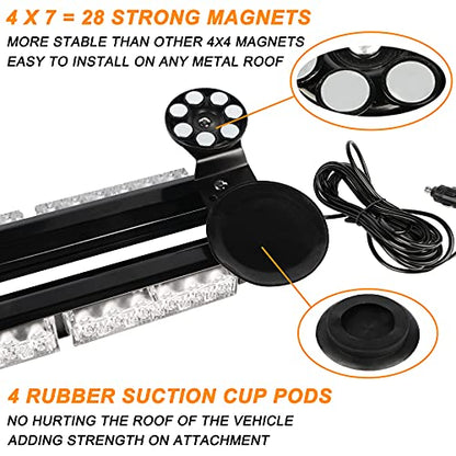ASPL - Barra de luz estroboscópica de 98 cm, 78 LED 12V-24V doble cara, intermitente, de alta intensidad, luz estroboscópica con base magnética para seguridad