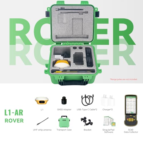 SingularXYZ L1-AR GNSS RTK Rover - AR+ GNSS, GPS RTK Colector de mano con software y replanteo visual, obturador global con 2 MP, precisión de 0.8 in, UHF de 9.3 mi, levantamiento de inclinación de 120° | Soporte