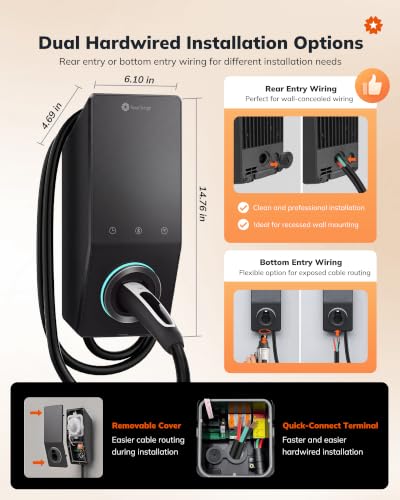 StarCharge - Cargador EV de nivel 2, 50 amperios y 240 V NACS cableado - JunoNACS-50H