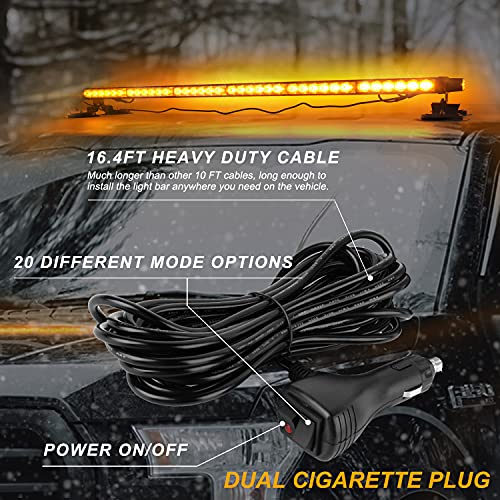 ASPL - Barra de luz estroboscópica de 98 cm, 78 LED 12V-24V doble cara, intermitente, de alta intensidad, luz estroboscópica con base magnética para seguridad