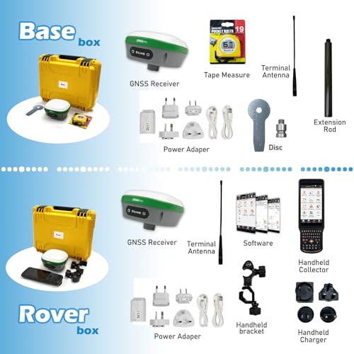 Colector de estación base SMA26 RTK GPS Rover RTK con software permanente para Rover, IMU RTK Tilt Surveying, 30-60 grados, 0.2-1.0 in de precisión, rango de 3.1-5.0 mi (incluye trípode y poste)