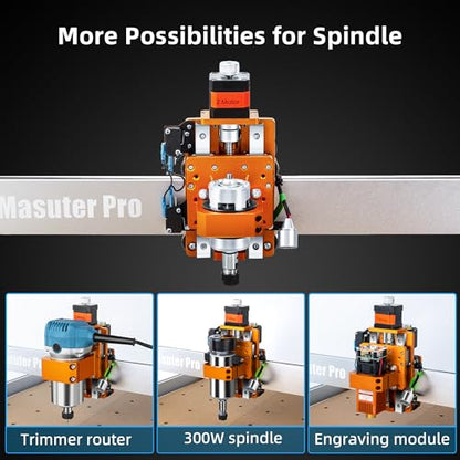 FoxAlien Masuter Pro - Máquina de enrutador CNC de 3 ejes, máquina de grabado de pasatiempos para principiantes, estructura totalmente metálica para madera, acrílico, MDF, nailon, enrutamiento