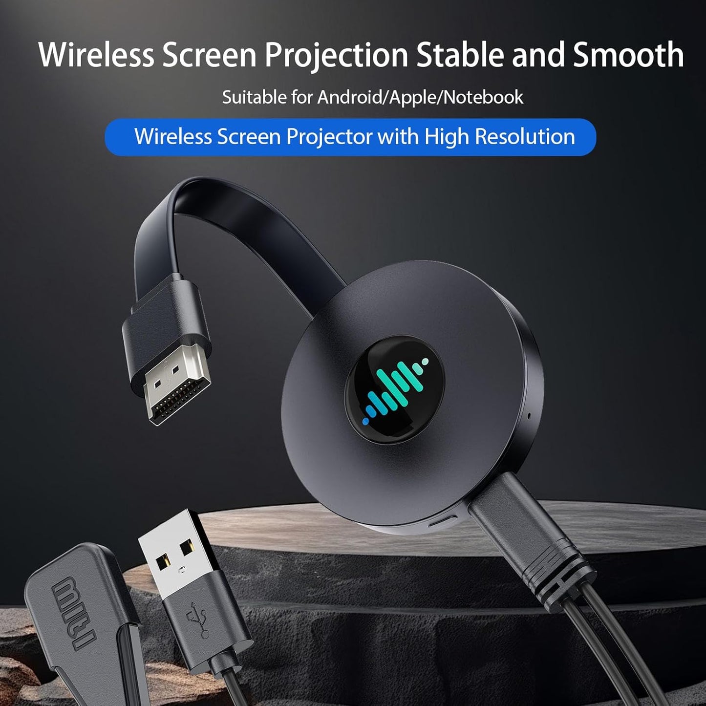 Adaptador de pantalla HDMI inalámbrico 5G, dongle Miracast 4K, espejo de pantalla para teléfono inteligente, Android, tableta, laptop, ventana a HDTV/monitor/proyector, DLNA compatible, Miracast