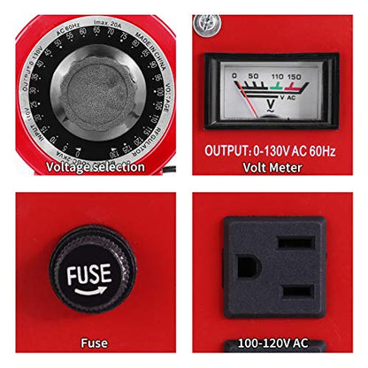 Fuente de alimentación auto del regulador de voltaje de CA del transformador variable de 20 amperios, 2000VA máximo, 0 ~ 130 voltios de salida
