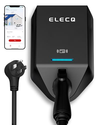 Cargador inteligente de nivel 2, gestión de carga activa, modo de carga solar, habilitado para Wi-Fi, compatible con OCPP y a prueba de futuro, cargador de EV enchufable NEMA 14-50 de 40 A