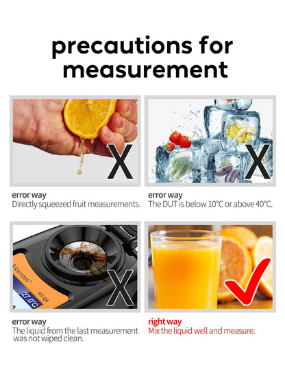 Refractómetro Brix Digital Sugar Brix Medidor automático Rango de compensación de temperatura 0-35%, ±0.2% Precisión, perfecto para frutas, jugos, verduras, bebidas y café