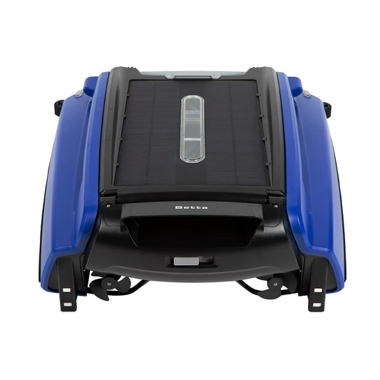 Betta SE - Limpiador robótico automático de superficie de piscina con batería de limpieza continua 24/7 y motores tolerantes al cloro de sal doble rediseñados (azul)