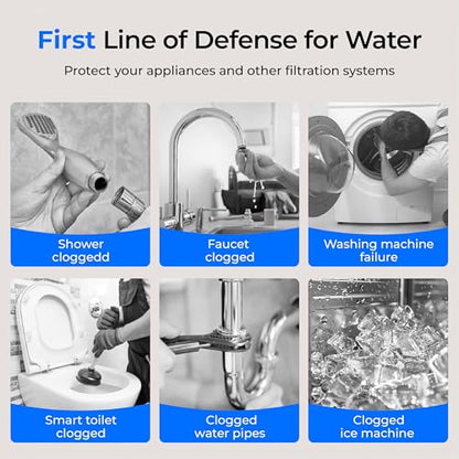 Waterdrop WD-RPFK52 Filtro de sedimento giratorio para toda la casa con retrolavado, 50 micrones+200 micrones, 1" MNPT + 3/4" FNPT + 3/4" MNPT, atrapa arena, libre | Backwash System for Well Water, 1" MNPT + 3/4" FNPT + 3/4" MNPT, Traps Sand