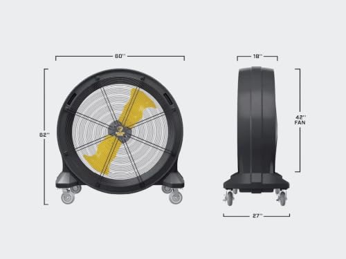 Big Ass Fans Bandit Ventilador de barril portátil de 42 pulgadas, ventilador de piso industrial de 11,044 CFM, velocidad variable, motor EC, clasificación IP55, jaula de acero compatible con OSHA, 110 #F-BD1-4201