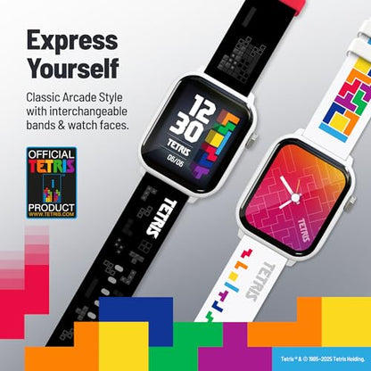 Tetris: My Play Watch - Reloj inteligente retro para juegos, sin WiFi o BT, Tetris integrado, caras de reloj personalizadas, sonido arcade clásico, monitor de frecuencia cardíaca, resistente al agua 0860013393441