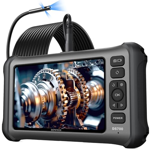 DEPSTECH DS650 - Herramienta de boroscopio articulado bidireccional de 210°, cámara endoscopio industrial con luces, sonda delgada de 0.24 pulgadas, DS700SE 7 pulgadas IPS endoscopio con luces,