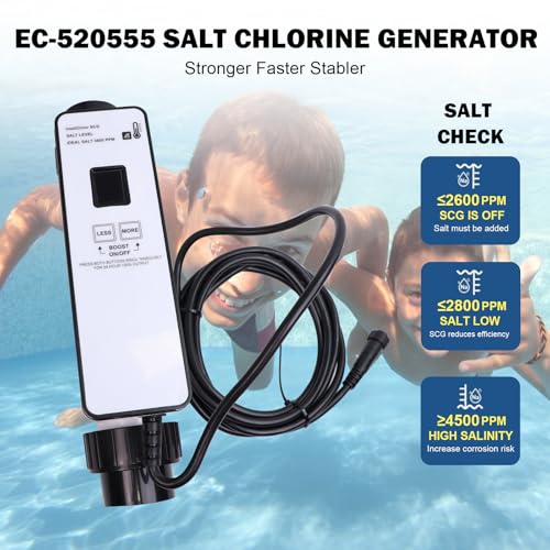 EC-520555 Generador de cloro de agua salada de células de sal mejorado, compatible con clorador de piscina Pentair IntelliChlor IC40, sistema de clorador de sal para piscinas enterradas de hasta
