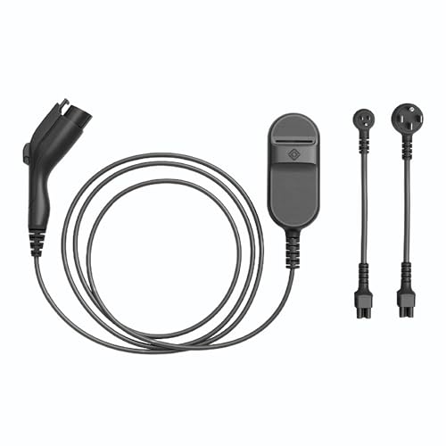 Rivian - Cargador portátil para vehículos eléctricos, carga rápida, resistente a la intemperie, compatible con salidas de 240 V y 120 V, conector SAE J1772, cable de 18 pies