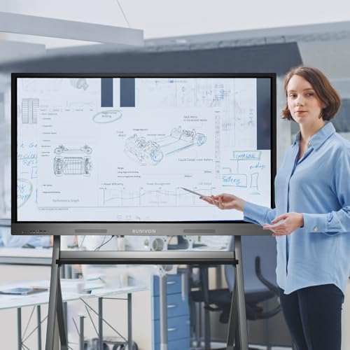 Pizarra inteligente 4K UHD de 55 pulgadas, pizarra blanca electrónica con pantalla táctil, pizarra blanca interactiva para aula y negocios (soporte de pared incluido)