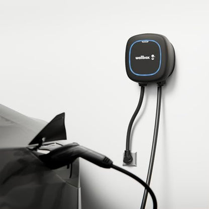 Wallbox Pulsar Plus - Cargador inteligente para vehículos eléctricos de nivel 2, ultracompacto, WiFi, Bluetooth, Alexa/Google Home, Energy Star y certificado UL, cable de 25 pies, EVSE para interiores PUP1-U-1-ALL Ensablamado en USA