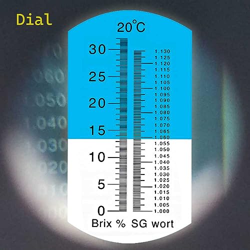 Refractómetro Brix con ATC, doble escala - Gravedad específica y Brix, hidrómetro para elaboración de vino y elaboración de cerveza, kit de elaboración casera