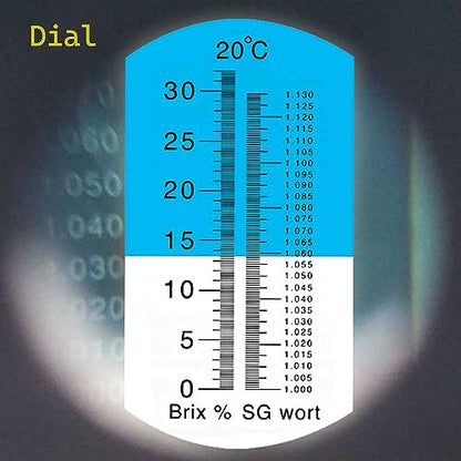 Refractómetro Brix con ATC, doble escala - Gravedad específica y Brix, hidrómetro para elaboración de vino y elaboración de cerveza, kit de elaboración casera