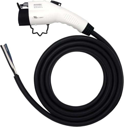 Inteset Cable de repuesto de enchufe J-1772 de 25 pies y 48 A, cable desnudo para fácil reemplazo del cable original en cargadores de hasta 48 amperios, fabricado en los Estados Unidos.