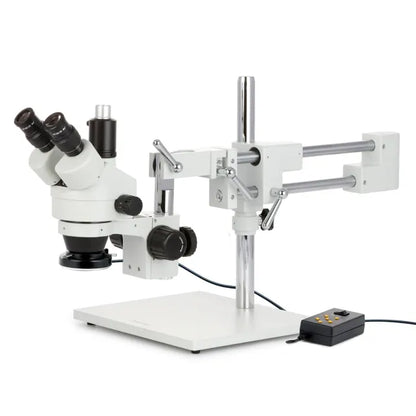Microscopio estereoscópico trinocular con zoom AmScope SM-4TZ-144A-10M3 Serie SM-4, aumento de 3,5X a 90X, con 144 LED multizona y USB 3.0 de 10 MP