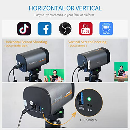 FEELWORLD HV10X Cámara de transmisión en vivo profesional Full HD 1080P 60fps USB3.0 HDMI con zoom óptico 10X Micrófono de enfoque automático Soporte Control remoto