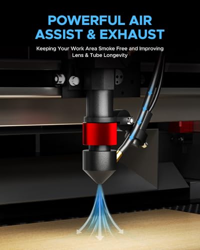 OMTech Grabador láser de CO2 K40+, máquina de grabado láser de escritorio de 8 x 12 pulgadas 40 W para uso doméstico, cortador láser compatible con láser de asistencia de aire para madera y vidrio más