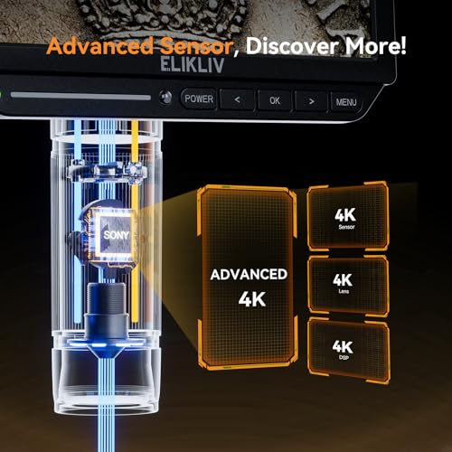 Microscopio digital 4K, Elikliv EM4K - Microscopios de monedas de 8 pulgadas 2000x, microscopios HDMI de 52 MP, microscopio de soldadura para adultos, microscopios para reparación electrónica, micro