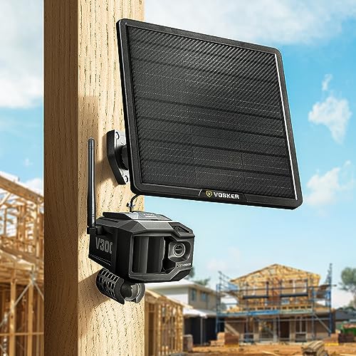 Vosker V300 Ultimate 4G-LTE - Cámara de seguridad autónoma para exteriores | Banco de energía solar externa de alta capacidad de 15,000 mAh | Tarjeta SIM incluida | No necesita Wi-Fi | Transmisión en