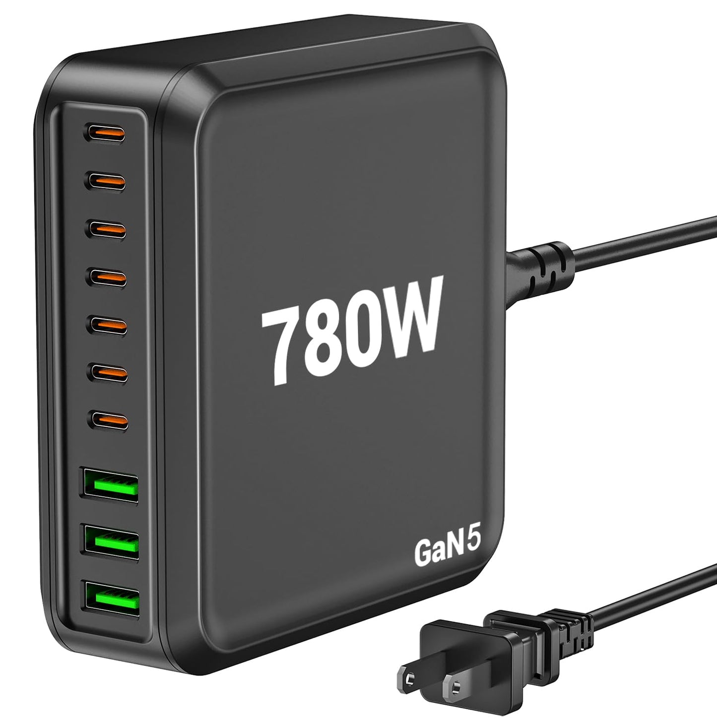 Bloque de cargador USB C de 780 W estación de carga rápida de 10 puertos USB C GaN PD 120 W adaptador de cargador para laptop MacBook Pro/Air, DELL, iPad, iPhone, Samsung Galaxy