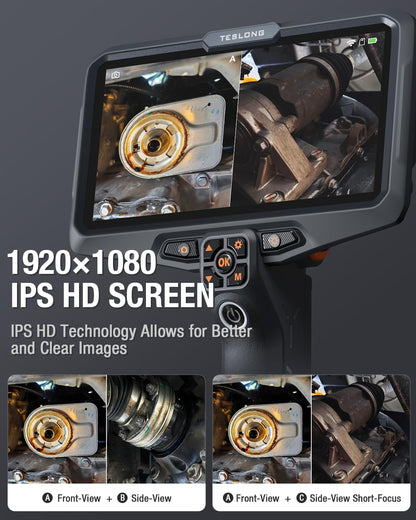 Cámara de inspección, boroscopio Teslong de triple lente con pantalla dividida IPS de 6 pulgadas, cámara endoscopio WiFi con luz IP67, impermeable, flexible, cámara de alcance - NTS600