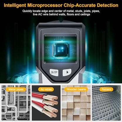 Escáner de pared con buscador de pernos – Detector de pernos 5 en 1 con chip de microprocesador inteligente y pantalla LCD HD, buscadores de vigas con sensor de pernos para centro y borde de madera, 410-A-GRAY-1