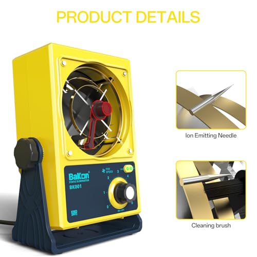 BAKON Ventilador de iones antiestáticos, Ventilador eléctrico de iones, Eliminador estático, Mantenimiento de fabricación electrónica, Laboratorio de investigación científica, Embalaje de chips para