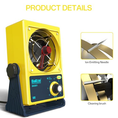 BAKON Ventilador de iones antiestáticos, Ventilador eléctrico de iones, Eliminador estático, Mantenimiento de fabricación electrónica, Laboratorio de investigación científica, Embalaje de chips para