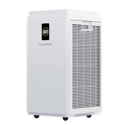 HATHASPACE Purificador de aire de doble filtración para el hogar, habitación oficina, con filtro de aire HEPA alergias, humo, limpiador de aire inteligente silencioso, elimina el 99.9% del polvo, moho, caspa de mascotas, olores, polen HSP003 H13