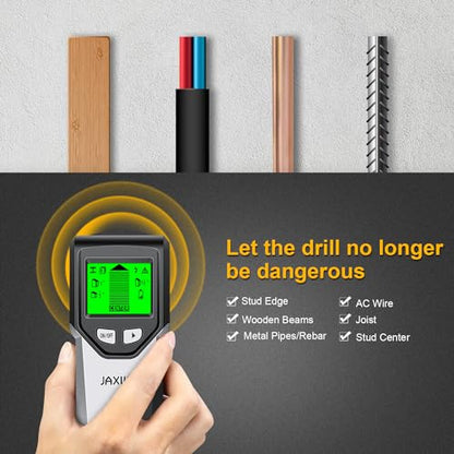 Escáner de pared con buscador de pernos – Detector de pernos 5 en 1 con chip de microprocesador inteligente y pantalla LCD HD, buscadores de vigas con sensor de pernos para centro y borde de madera, 410-A-GRAY-1