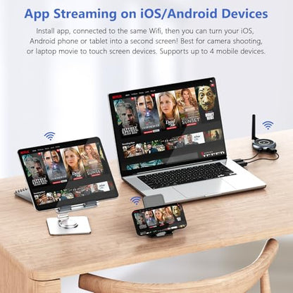 TIMBOOTECH Transmisor HDMI inalámbrico y 3 receptores, hasta 8 receptores, Plug and Play, Extensor inalámbrico HDMI de 5.8 G para PC, portátil, cámara, caja de cable a varios televisores, monitores #G70