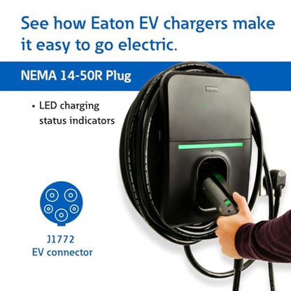 Eaton Cargador de vehículo eléctrico (EV) Nivel 2 NEMA 14-50R Enchufe de montaje en pared