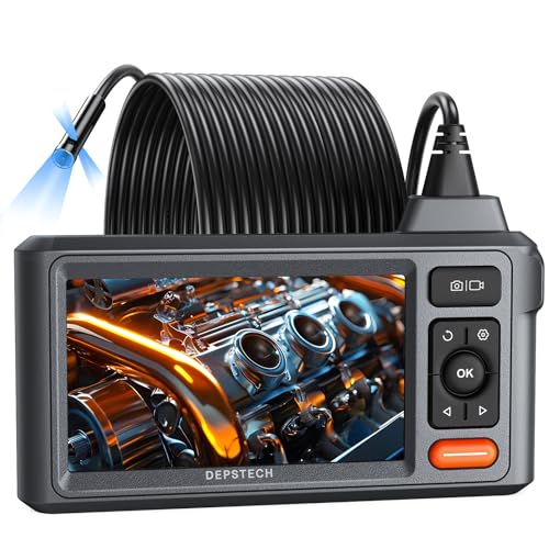 DEPSTECH DS650DL15M Cámara de Alcantarillado de 15.2 metros, Boroscopio HD Triple Lente 1080P, Endoscopio con Pantalla IPS de 5 Pulgadas y Luz, Cámara de Inspección de Tuberías de Drenaje de Plomería Resistente